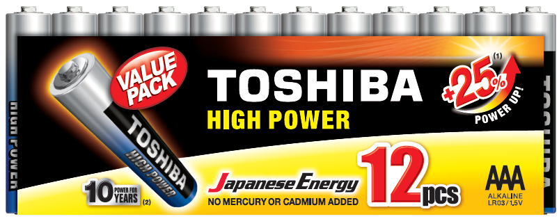 Toshiba High Power AAA (shrink 12 pcs) - LR03GCP MP-12